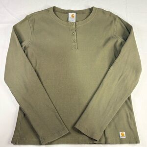 Women’s Carhartt Green Long Sleeve Henley | $30